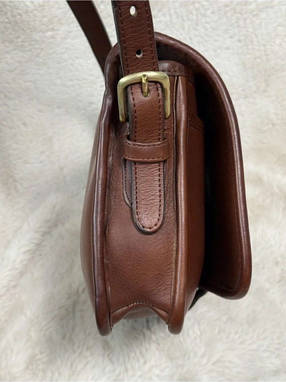 Coach Vintage 1980s NYC Mahogany Saddle Pouch Shoulder Leather Bag